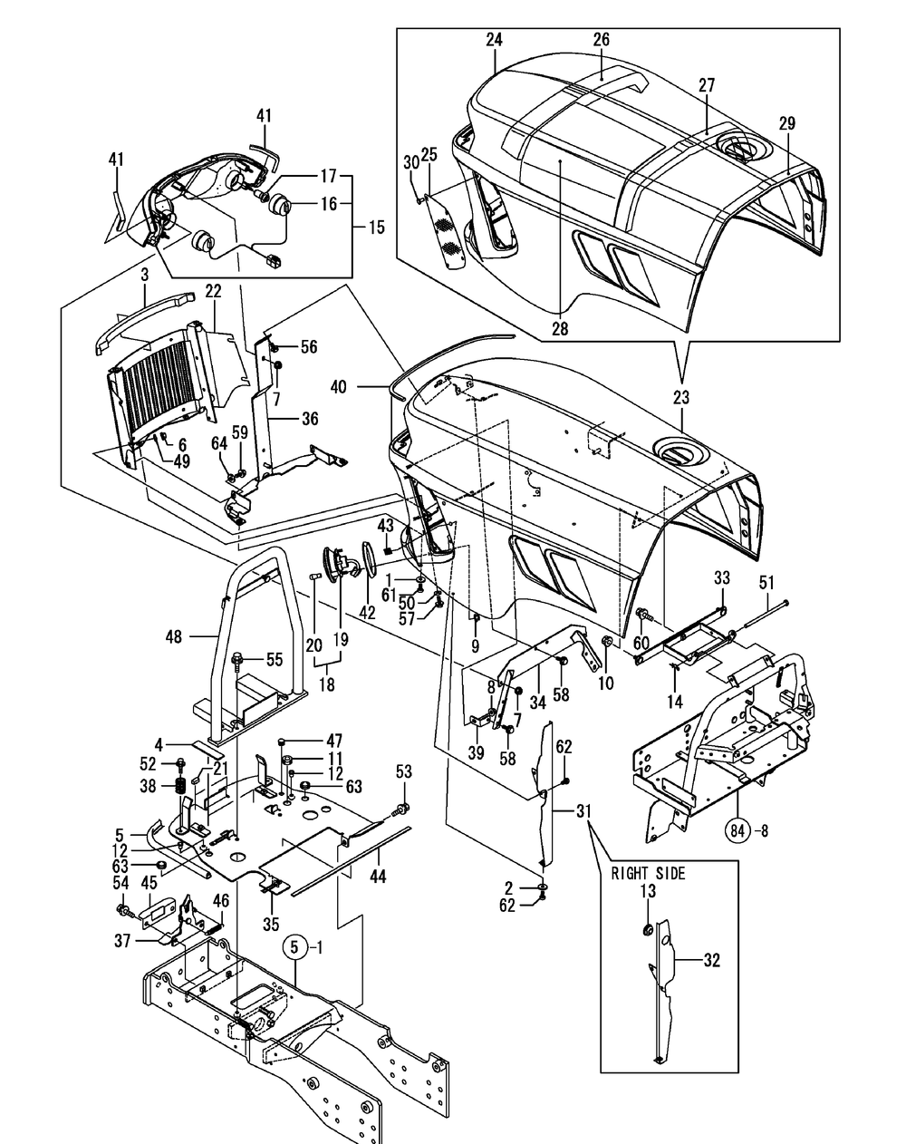 Hood Diagram and Parts List for SX3100 54ALB4S727-54ALB4SW727-54ALB4SX727-54ALB4SY727-54ALB4SZ727-54AMB4S727-54AMB4SW727-54AMB4SX727-54AMB4SY727-54AMB4SZ727 Cub Cadet Lawn Tractor